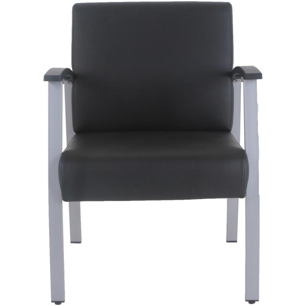 Lorell Mid-Back Healthcare Guest Chair - Vinyl Seat - Vinyl Back - Powder Coated Silver Steel Frame - Mid Back - Four-legged Base - Black - Armrest - 1 Each