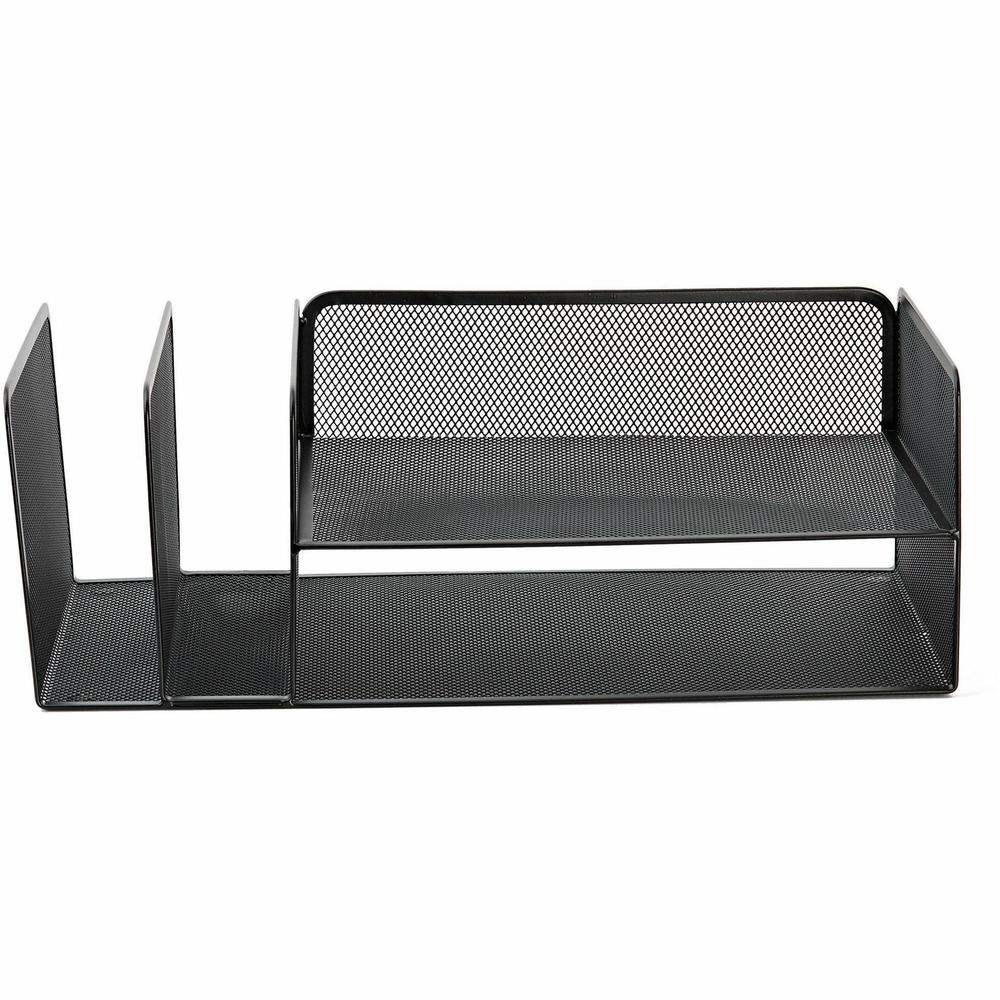Lorell 4-Tier File Organizer - 4 Tier(s) - Horizontal/VerticalDesktop - Black - Steel Mesh - 1 Each