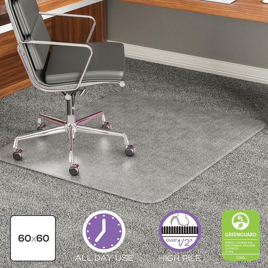 Deflecto ExecuMat for Carpet - Carpeted Floor - 60" Length x 60" Width x 0.333" Thickness - Vinyl - Clear - 1Each