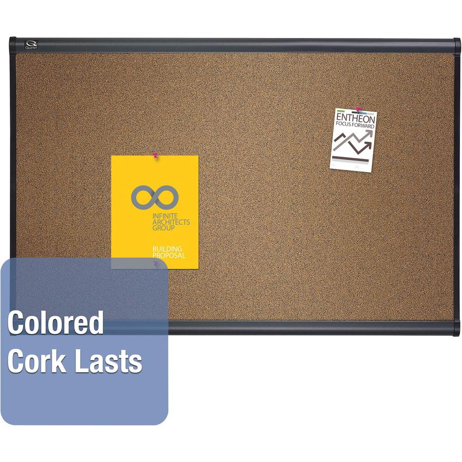 Quartet Prestige Bulletin Board - 36" Height x 48" Width - Brown Cork Surface - Self-healing, Durable - Graphite Frame - 1 Each