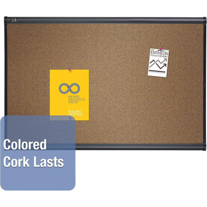 Quartet Prestige Bulletin Board - 36" Height x 48" Width - Brown Cork Surface - Self-healing, Durable - Graphite Frame - 1 Each