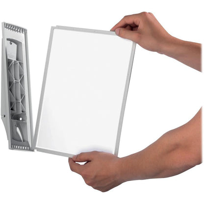 DURABLE&reg; SHERPA&reg; Wall Mounted Reference Display System - Wall Mountable - 10 Double Sided Panels - Letter Size - Anti-Reflective/Non-Glare - Gray