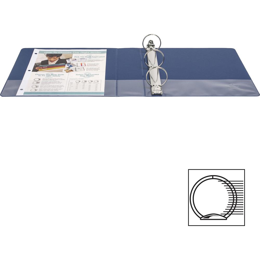 Business Source Basic Round Ring Binders - 2" Binder Capacity - Letter - 8 1/2" x 11" Sheet Size - Round Ring Fastener(s) - Vinyl - Dark Blue - 1.52 lb - 1 Each