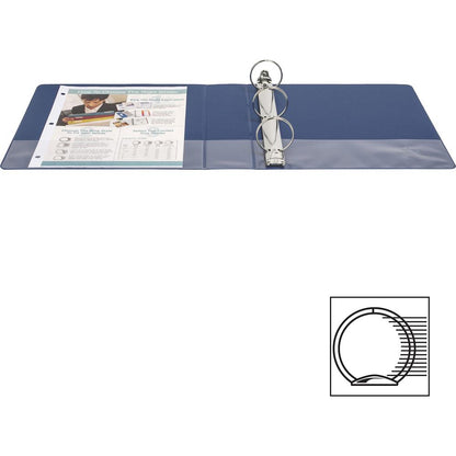 Business Source Basic Round Ring Binders - 2" Binder Capacity - Letter - 8 1/2" x 11" Sheet Size - Round Ring Fastener(s) - Vinyl - Dark Blue - 1.52 lb - 1 Each