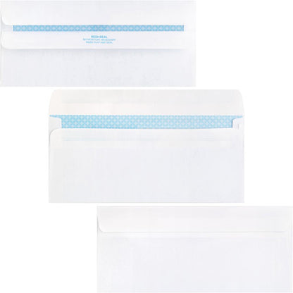 Business Source No.10 Standard Window Invoice Envelopes - Single Window - 9 1/2" Width x 4 1/2" Length - 24 lb - Self-sealing - Poly - 500 / Box - White