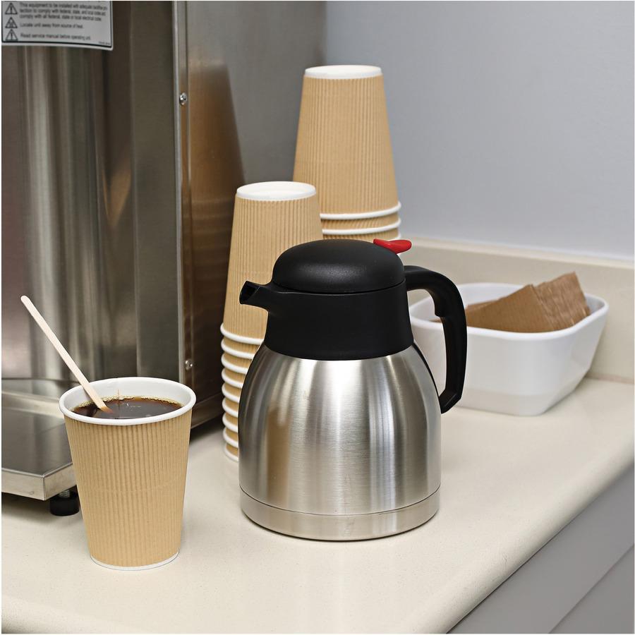 Genuine Joe 12 oz Rippled Hot Cups - 25 / Pack - Brown - Beverage, Hot Drink