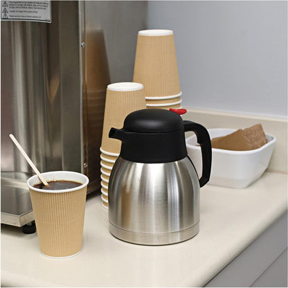 Genuine Joe 12 oz Rippled Hot Cups - 25 / Pack - Brown - Beverage, Hot Drink
