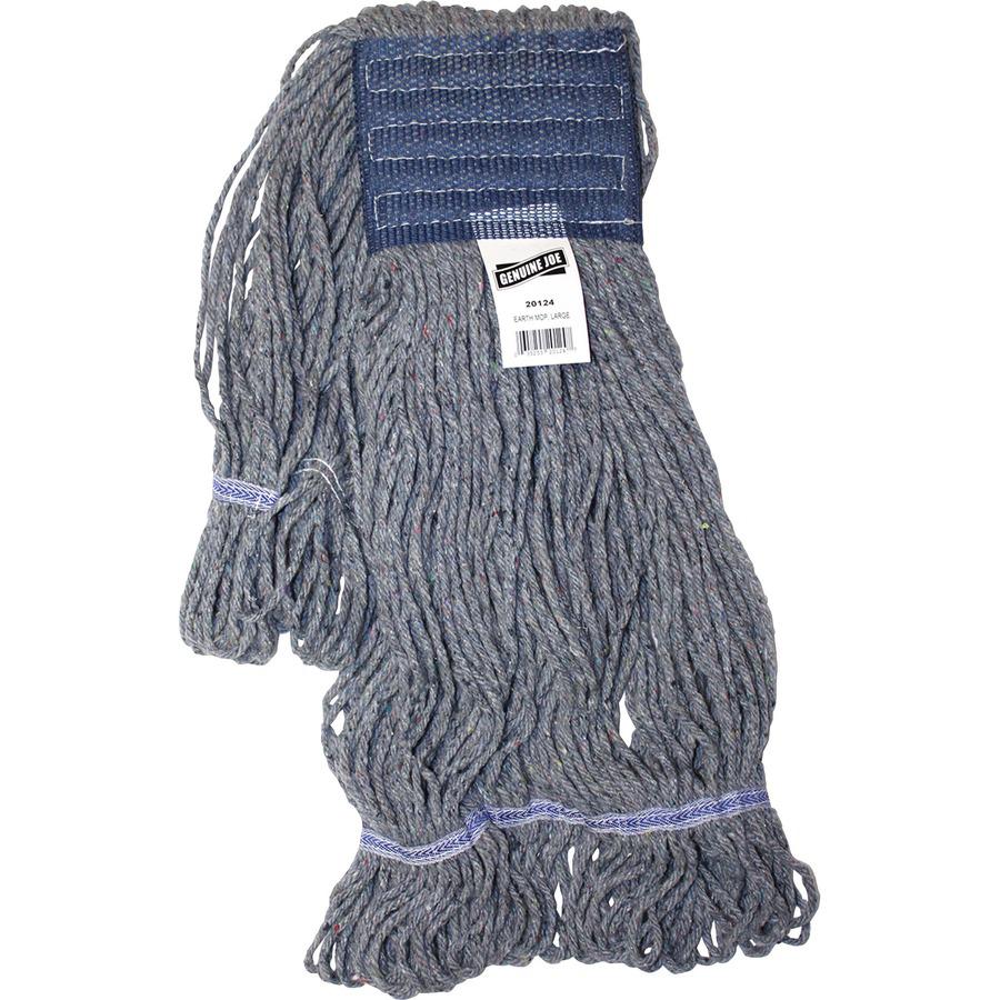 Genuine Joe 5" Headband Earth Mop Refill - Polyester Fiber - 12 / Carton