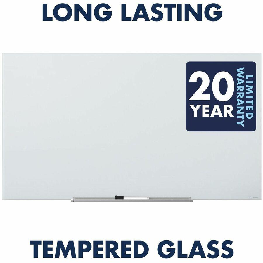 Quartet InvisaMount Magnetic Glass Dry-Erase Board - 74" (6.2 ft) Width x 42" (3.5 ft) Height - White Tempered Glass Surface - Horizontal - Magnetic - Assembly Required - 1 Each