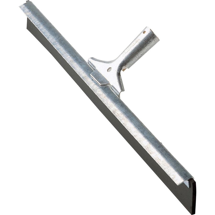 Ettore Straight Steel Floor Squeegee - Rubber Blade - 4.5" Height x 24" Width x 5.5" Length - Durable, Sturdy, Changeable Blade, Rust Proof, Long Lasting - Steel Gray - 6 / Carton