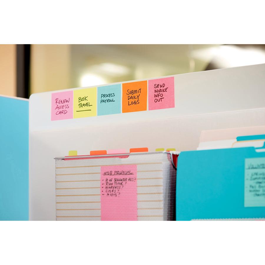 Post-it&reg; Super Sticky Dispenser Notes - Supernova Neons Color Collection - 3" x 3" - Square - 90 Sheets per Pad - Aqua Splash, Acid Lime, Guava - Paper - Super Sticky, Adhesive, Recyclable, Pop-up