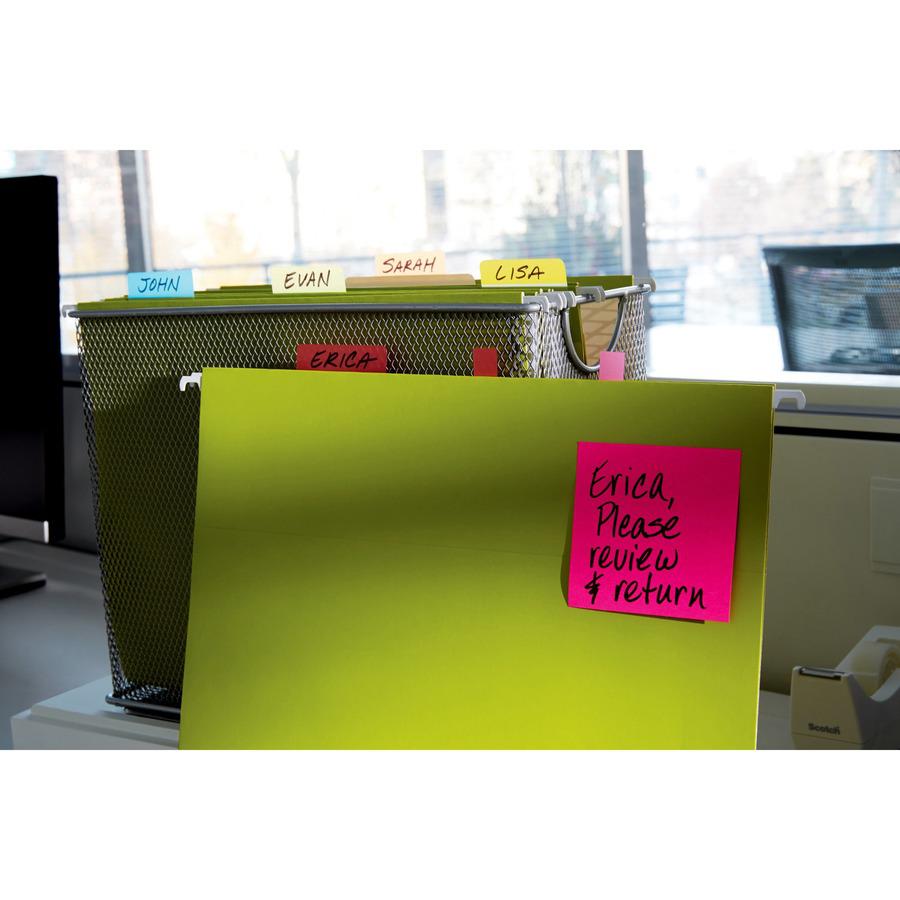 Post-it&reg; Super Sticky Notes - 15 - 3" x 3" - Square - 45 Sheets per Pad - Neon Orange, Tropical Pink, Power Pink, Iris, Blue Paradise, Neon Green Limeade - Adhesive, Recyclable - 15 / Pack