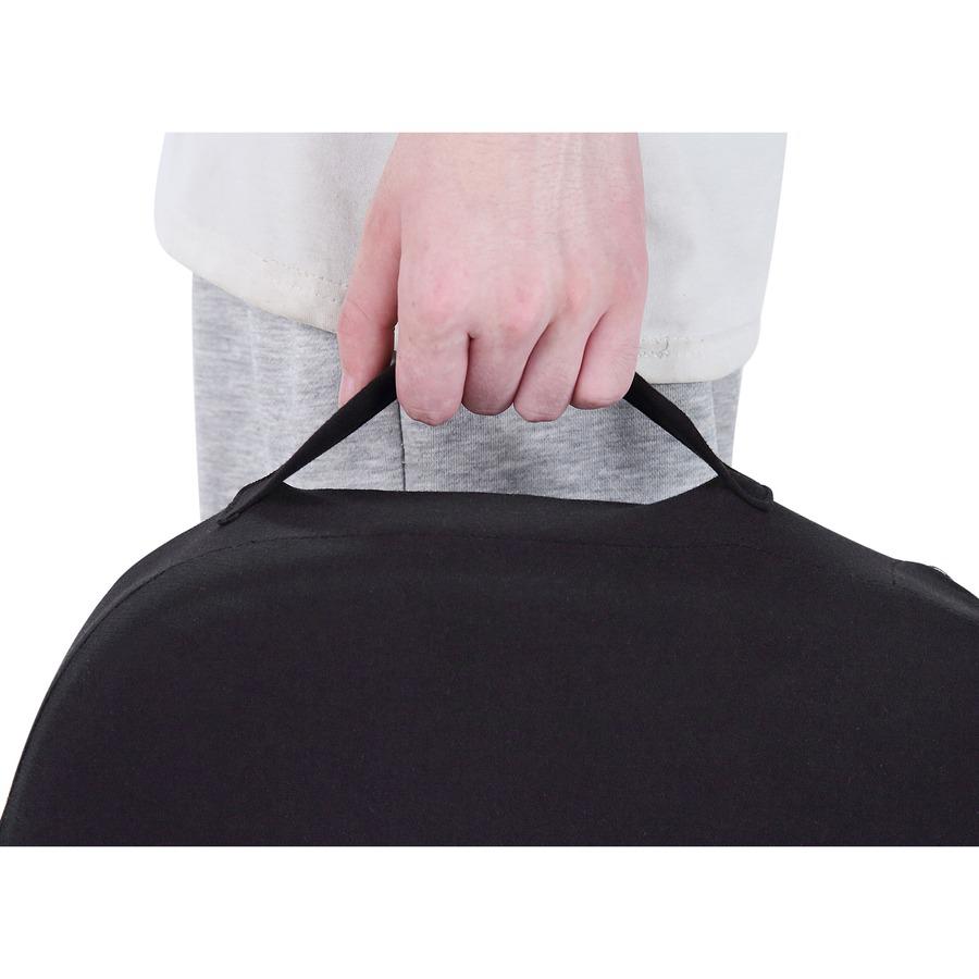 Lorell Butterfly-Shaped Seat Cushion - 17.50" x 15.50" - Fabric, Memory Foam, Silicone - Butterfly - Comfortable, Ergonomic Design, Durable, Machine Washable, Zippered, Anti-slip - Black - 1Each