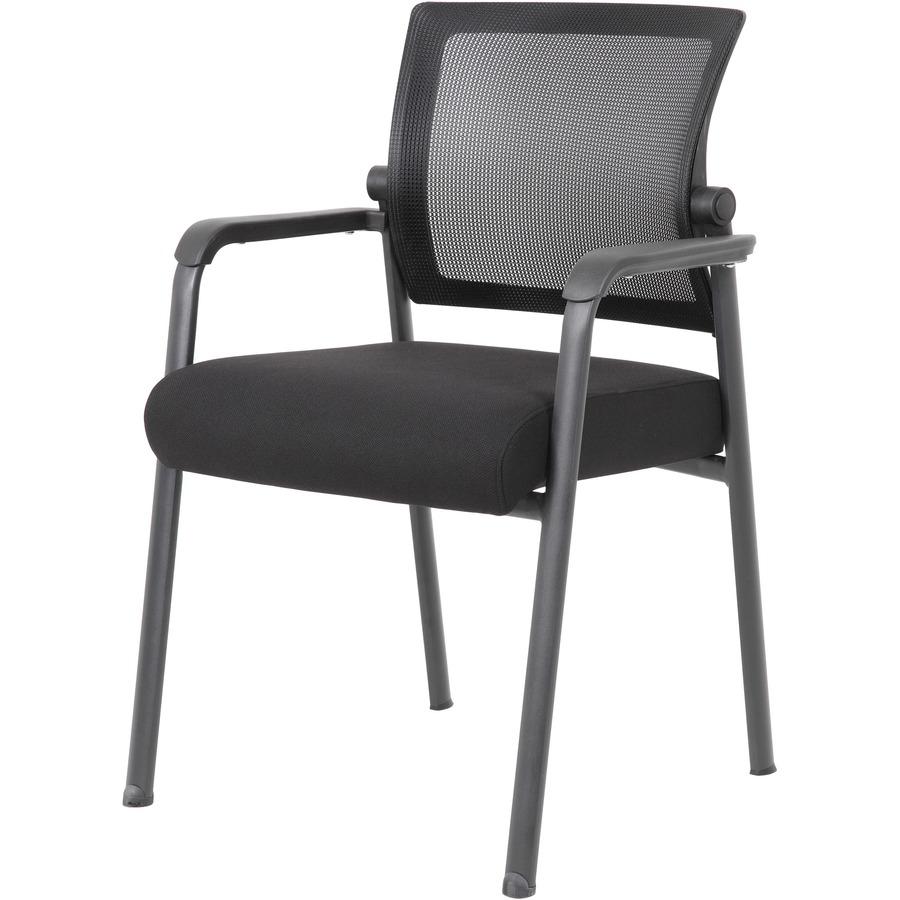 Boss Mesh 4-Legged Guest Chair - Black Seat - Black Mesh Back - Tubular Steel Frame - Four-legged Base - 1 / Carton