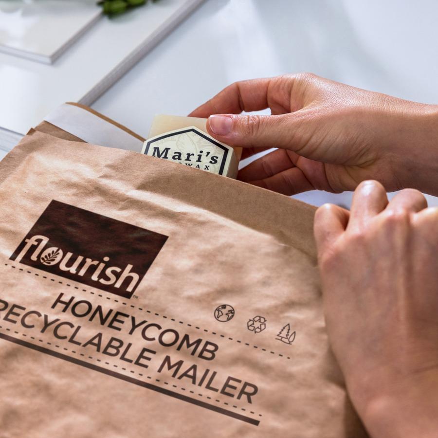 Duck Brand Flourish Honeycomb Recyclable Mailers - Mailing/Shipping - 8 4/5" Width x 10 45/64" Length - Seal - 1 Each - Brown