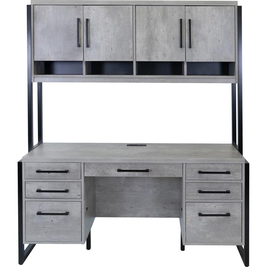 Mason Modern Wood Laminate Hutch With Wood Doors,Concrete Gray