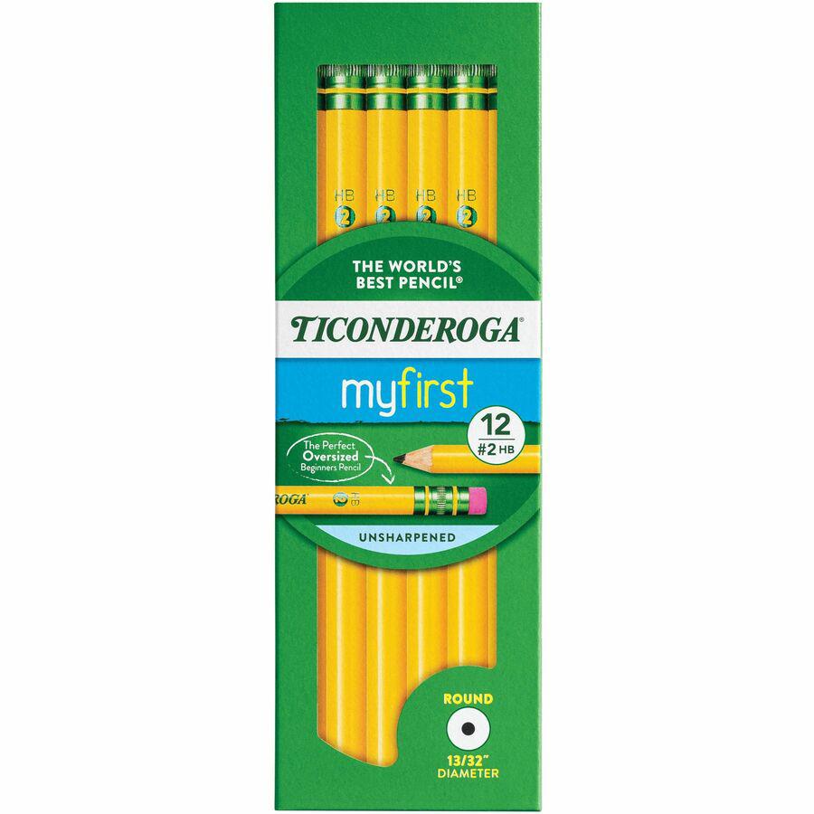 Ticonderoga Beginner No. 2 Pencils with Erasers - #2 Lead - Yellow Barrel - 1 Dozen