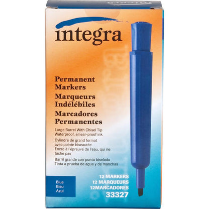 Integra Permanent Chisel Markers - Chisel Marker Point Style - Blue - 1 Dozen