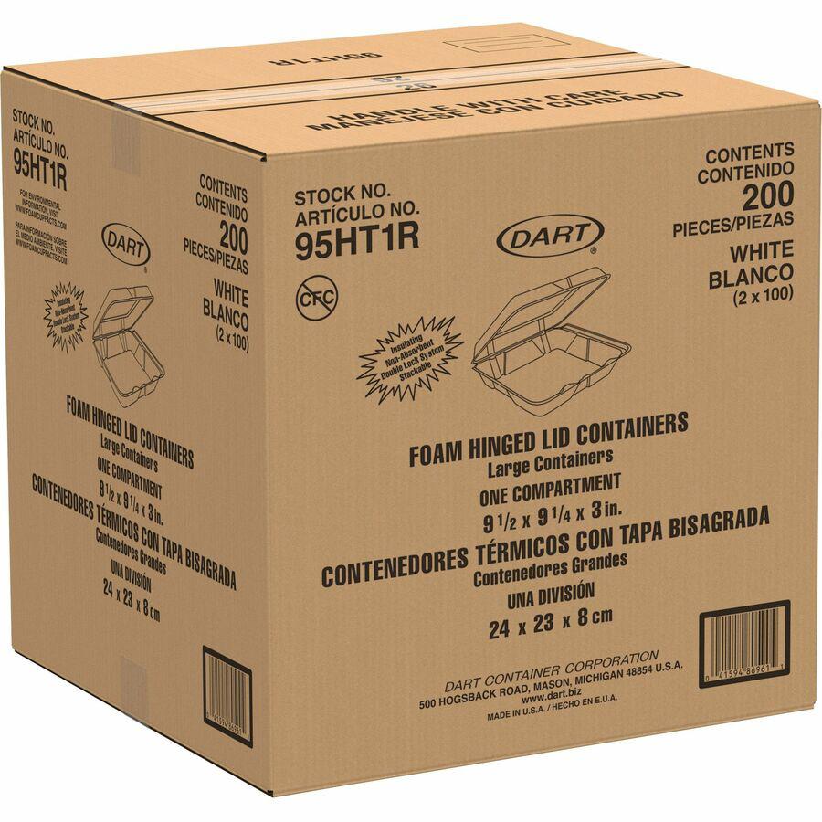 Dart 9-1/2" Single-Compartment Foam Containers - 100.0 / Pack - Foam Body - 2 / Carton