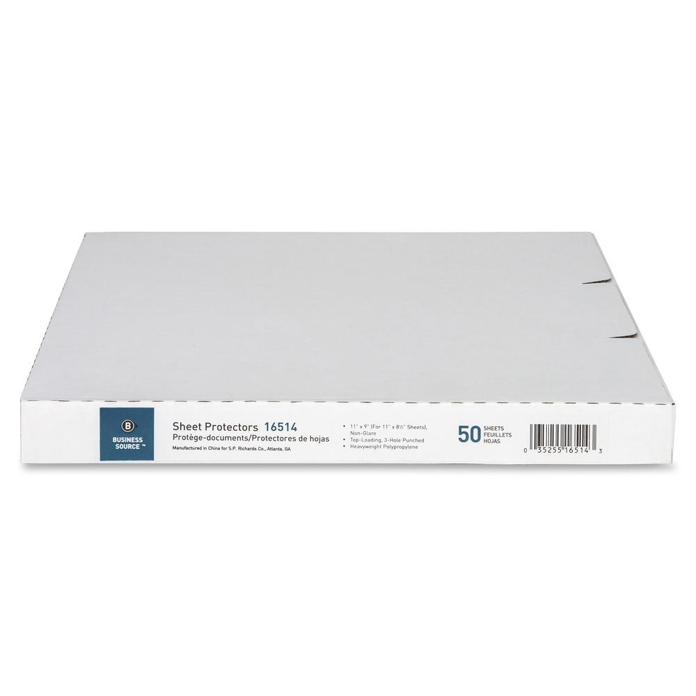 Business Source Nonglare Top-loading Sheet Protectors - 11" Height x 9" Width - 3.3 mil Thickness - For Letter 8 1/2" x 11" Sheet - Rectangular - Non-glare - Polypropylene - 50 / Box