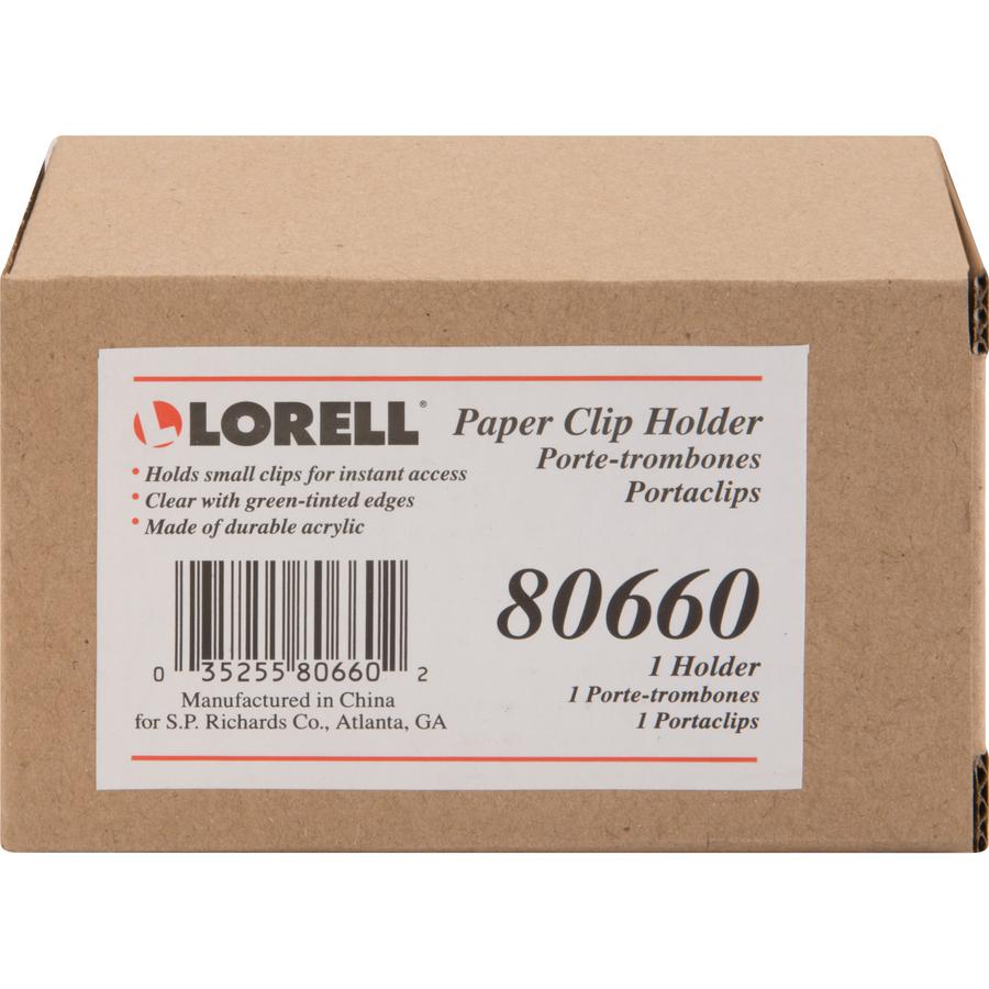 Lorell Paper Clip Holder - Acrylic - 1 Each - Green, Transparent
