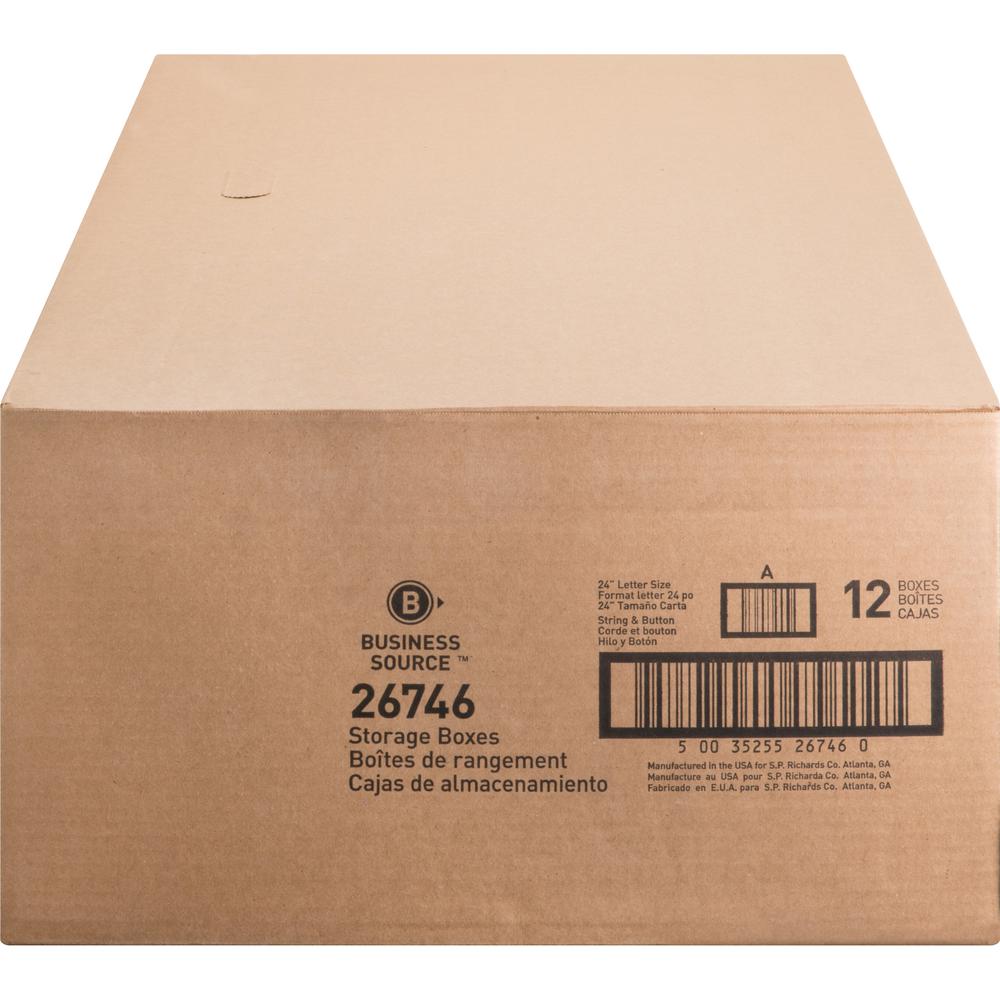 Business Source Medium Duty Letter Size Storage Box - Internal Dimensions: 12" Width x 24" Depth x 10" Height - External Dimensions: 12.3" Width x 24.1" Depth x 10.8" Height - Media Size Supported: Le