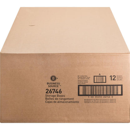 Business Source Medium Duty Letter Size Storage Box - Internal Dimensions: 12" Width x 24" Depth x 10" Height - External Dimensions: 12.3" Width x 24.1" Depth x 10.8" Height - Media Size Supported: Le