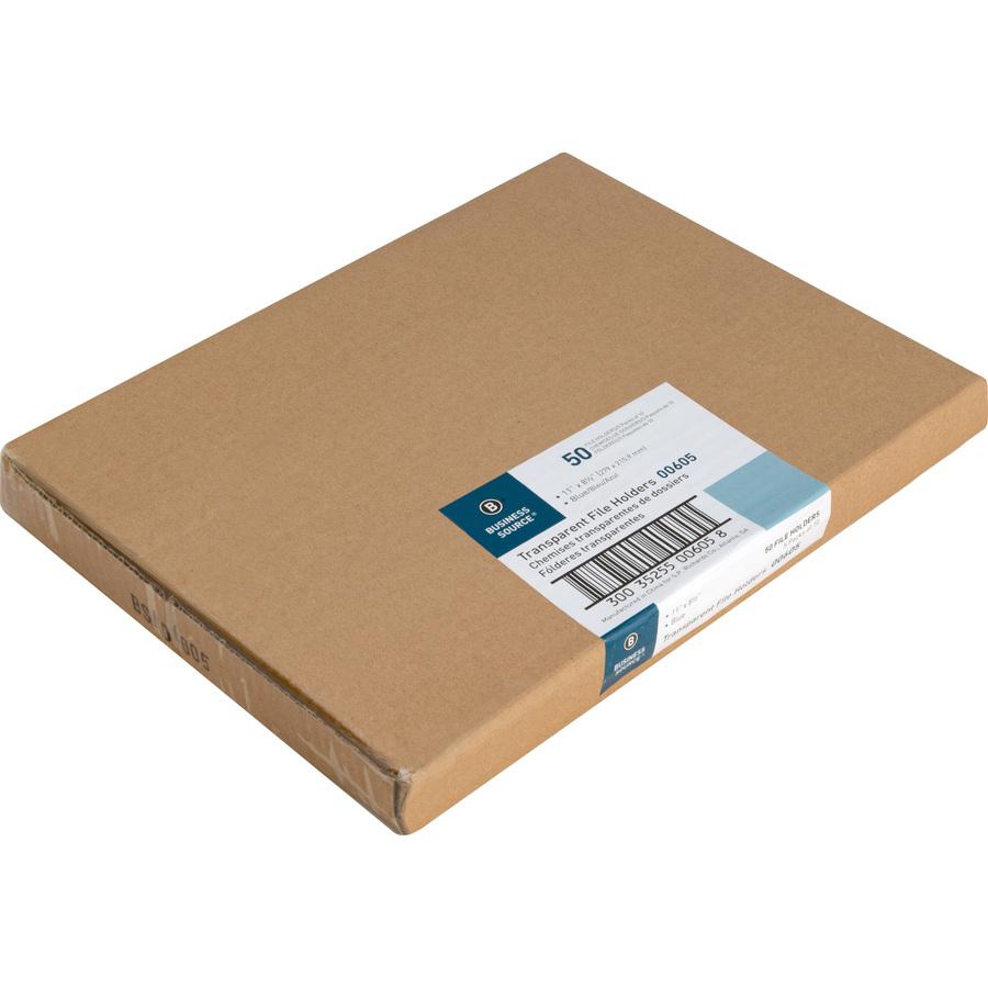 Business Source Letter File Sleeve - 8 1/2" x 11" - 20 Sheet Capacity - Blue - 50 / Box