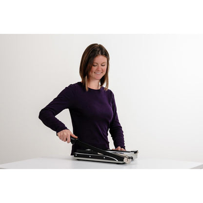 Dahle NA Vantage Guillotine Paper Trimmer - 15 Sheet Cutting Capacity - 12" Cutting Length - Sturdy, Spring-action Handle, Adjustable Back Stop, Alignment Grid - Metal - Gray - 10.3" Length - 1 / Cart