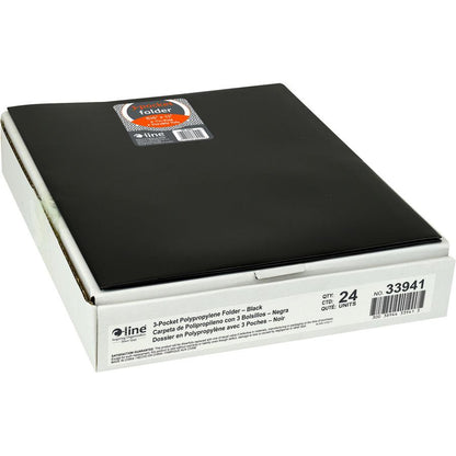 C-Line CLI-33941 Letter Portfolio - 8 1/2" x 11" - 75 Sheet Capacity - 3 Pocket(s) - Polypropylene - Black - 24 / Box