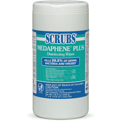 SCRUBS Medaphene Plus Disinfecting Wipes - Citrus Scent - 9" Length x 6" Width - 73 - 6 / Carton - Disinfectant, Deodorize, Textured, Absorbent, Pre-moistened, Easy to Use, Strong, Water Soluble, Anti