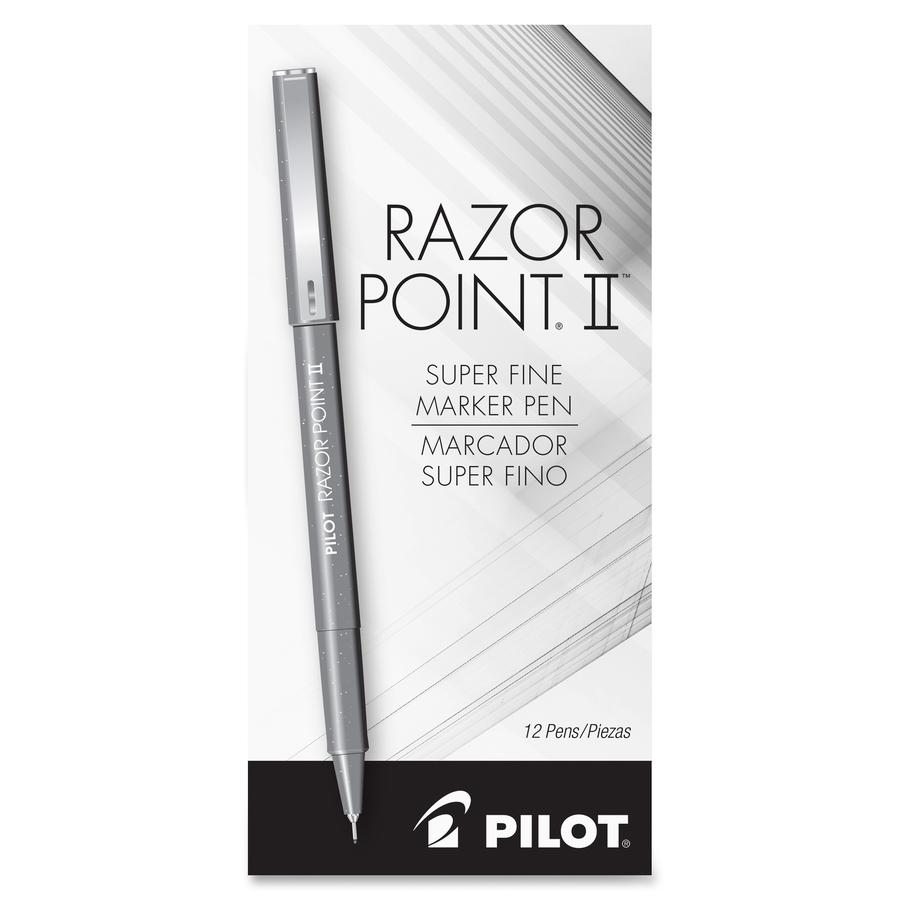 Pilot Razor Point II Marker Pens - Super Fine Pen Point - 0.3 mm Pen Point Size - Red - Red Barrel - Plastic Tip - 1 Dozen