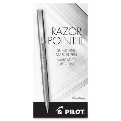 Pilot Razor Point II Marker Pens - Super Fine Pen Point - 0.3 mm Pen Point Size - Red - Red Barrel - Plastic Tip - 1 Dozen