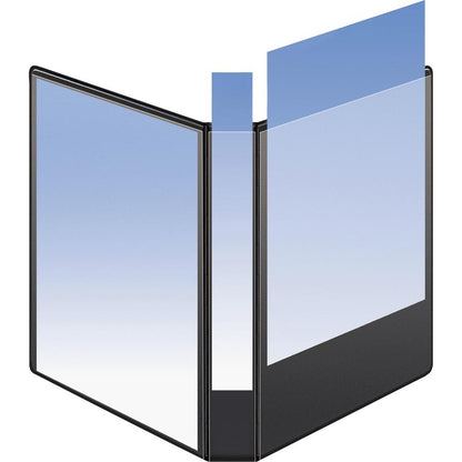 Business Source Basic D-Ring View Binder - 1 1/2" Binder Capacity - Letter - 8 1/2" x 11" Sheet Size - 375 Sheet Capacity - 3 x D-Ring Fastener(s) - Polypropylene, Chipboard - White - 1.12 lb - Clear