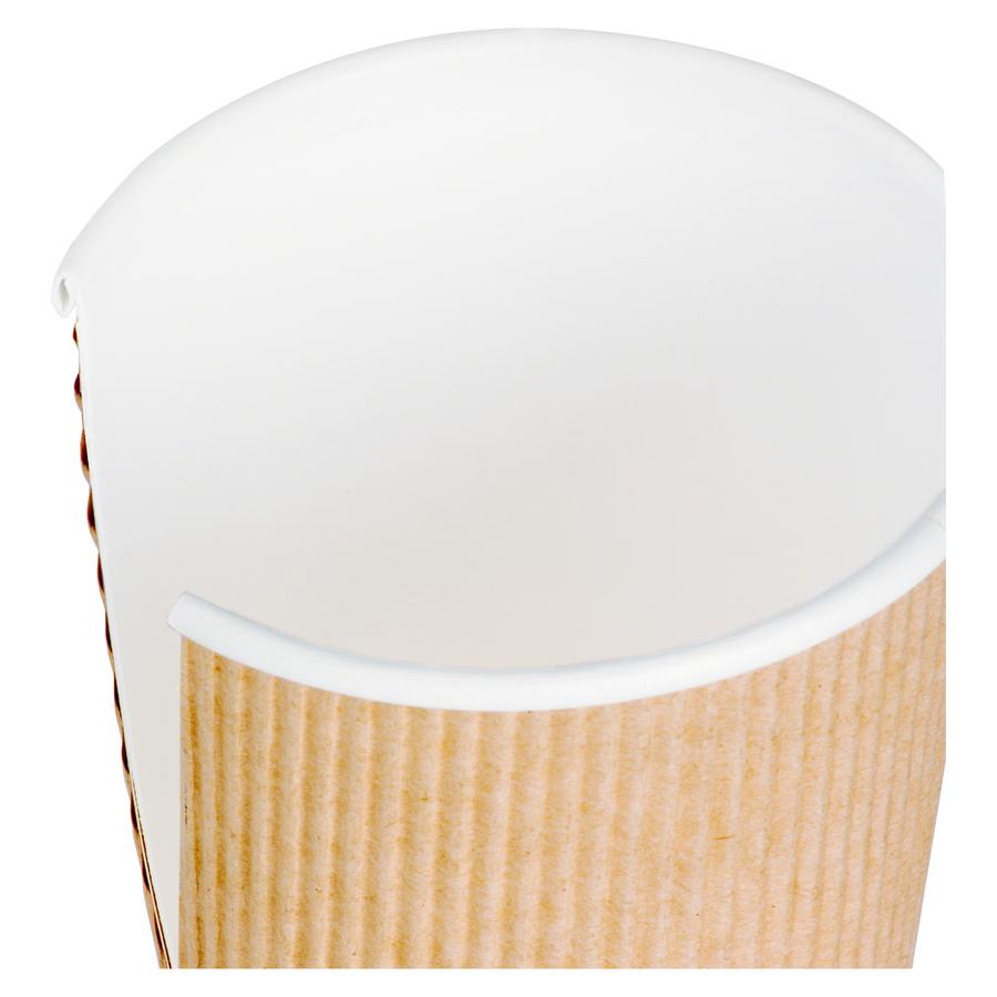 Genuine Joe 10 oz Rippled Hot Cups - 25.0 / Pack - 5 / Bundle - Brown - Hot Drink, Beverage