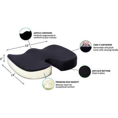 Lorell Butterfly-Shaped Seat Cushion - 17.50" x 15.50" - Fabric, Memory Foam, Silicone - Butterfly - Comfortable, Ergonomic Design, Durable, Machine Washable, Zippered, Anti-slip - Black - 1Each