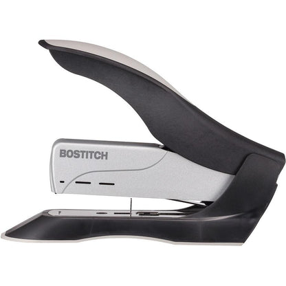 Bostitch Spring-Powered Antimicrobial Heavy Duty Stapler - 100 Sheets Capacity - 210 Staple Capacity - Full Strip - 1/2" Staple Size - 1 Each - Black, Gray