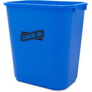 Genuine Joe 28-1/2 Quart Recycle Wastebasket - 7.13 gal Capacity - Rectangular - 15" Height x 14.5" Width x 10.5" Depth - Blue, White - 1 Each