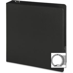 Business Source Basic Round-ring Binder - 2" Binder Capacity - Letter - 8 1/2" x 11" Sheet Size - 3 x Round Ring Fastener(s) - Inside Front & Back Pocket(s) - Vinyl - Black - 1 lb - Recycled - Exposed