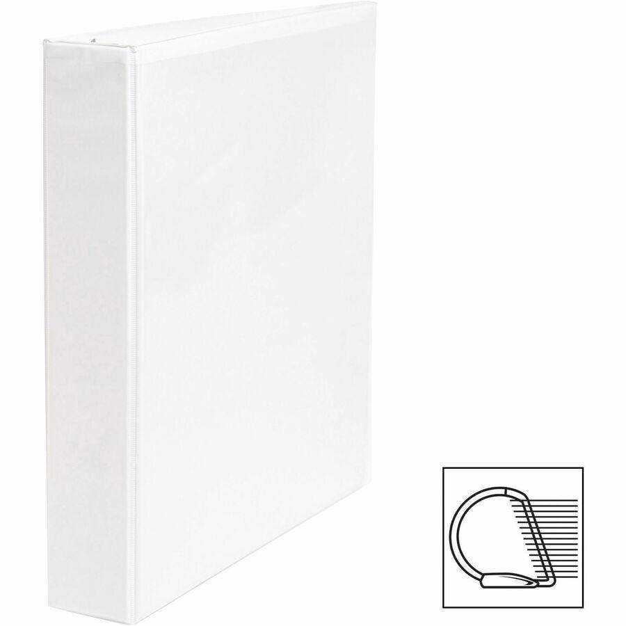 Business Source Basic D-Ring View Binder - 1 1/2" Binder Capacity - Letter - 8 1/2" x 11" Sheet Size - 375 Sheet Capacity - 3 x D-Ring Fastener(s) - Polypropylene, Chipboard - White - 1.12 lb - Clear