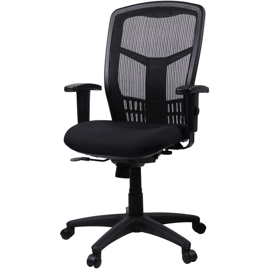 Lorell Executive Mesh High-back Swivel Chair - Black Fabric Seat - Steel Frame - Black - 1 Each