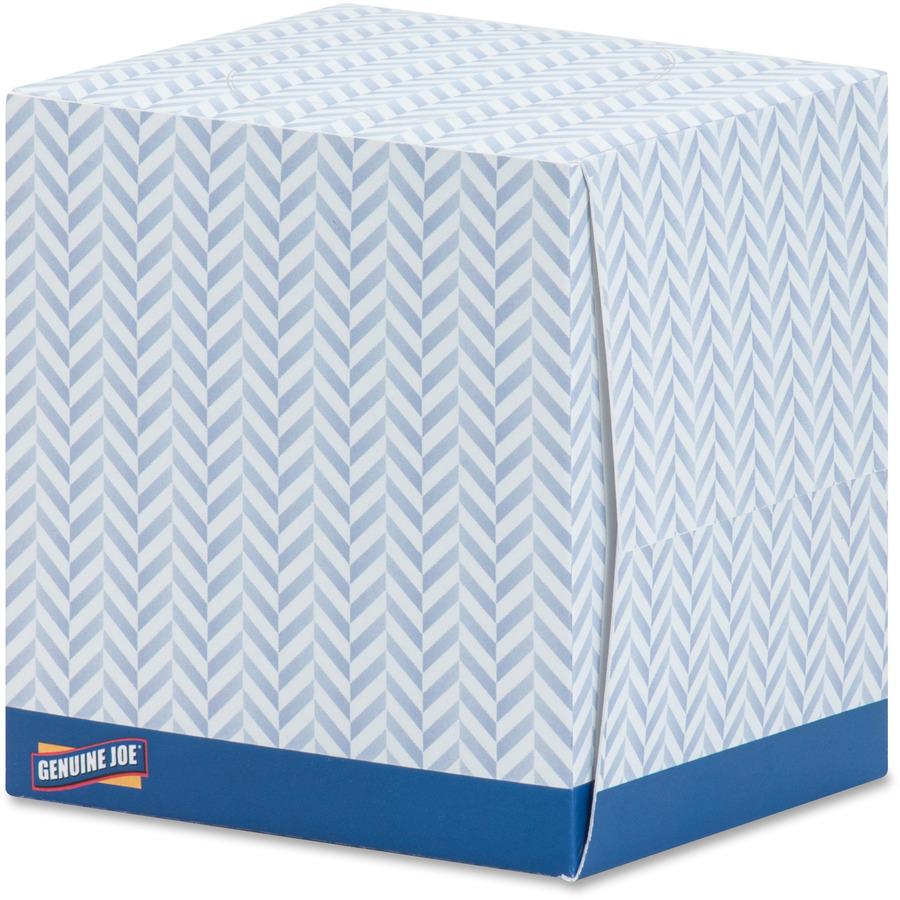 Genuine Joe Cube Box Facial Tissue - 2 Ply - Interfolded - White - 85 Per Box - 36 / Carton