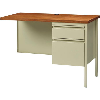 Lorell Fortress Series Right-Pedestal Return - Rectangle Top - 42" Table Top Width x 24" Table Top Depth x 1.12" Table Top Thickness - 29.50" HeightAssembly Required - Oak, Oak Laminate, Putty - Steel