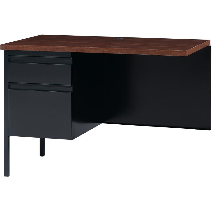 Lorell Fortress Series Left-Pedestal Return - Rectangle Top - 42" Table Top Width x 24" Table Top Depth x 1.12" Table Top Thickness - 29.50" HeightAssembly Required - Black Walnut, Laminated, Walnut -
