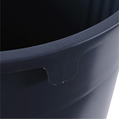 Genuine Joe Heavy-Duty Trash Container - 32 gal Capacity - Side Handle, Venting Channel - Plastic - Gray - 6 / Carton