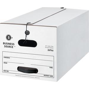 Business Source Medium Duty Letter Size Storage Box - Internal Dimensions: 12" Width x 24" Depth x 10" Height - External Dimensions: 12.3" Width x 24.1" Depth x 10.8" Height - Media Size Supported: Le
