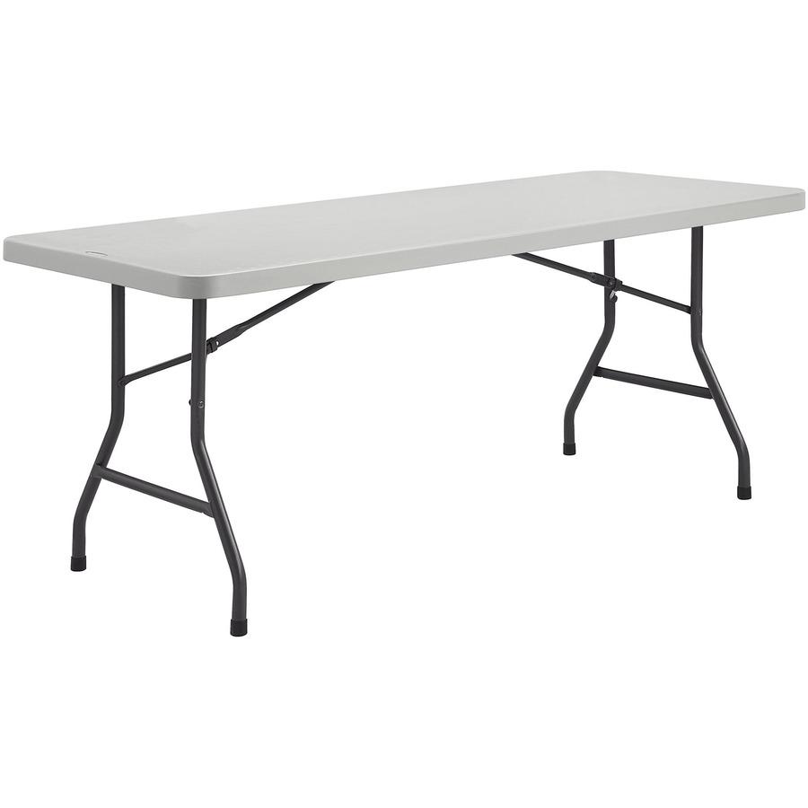 Lorell Extra-Capacity Ultra-Lite Folding Table - Light Gray Top - Dark Gray Base - 750 lb Capacity x 72" Table Top Width x 30" Table Top Depth - 29.25" Height - Gray - High-density Polyethylene (HDPE)