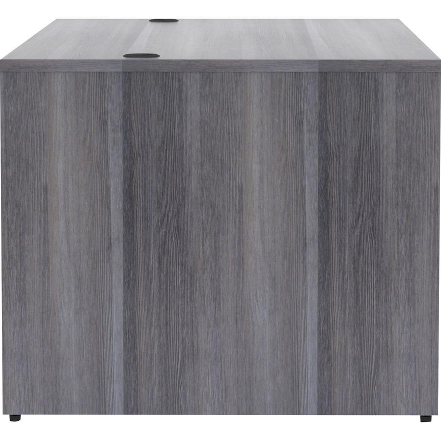 Lorell Essentials Series Rectangular Desk Shell - 72" x 36"29.5" , 1" Top - Laminate, Weathered Charcoal Table Top - Grommet