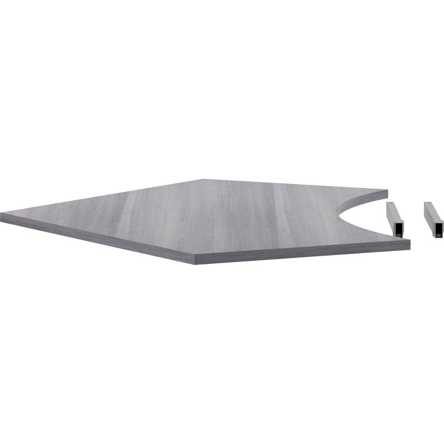 Lorell Relevance Series Curve Worksurface for 120 Workstations - Weathered Charcoal Laminate Rectangle Top - Contemporary Style - 47.25" Table Top Length x 34.13" Table Top Width x 1" Table Top Thickn