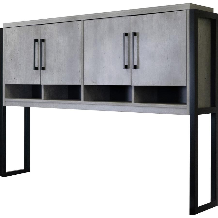 Mason Modern Wood Laminate Hutch With Wood Doors,Concrete Gray